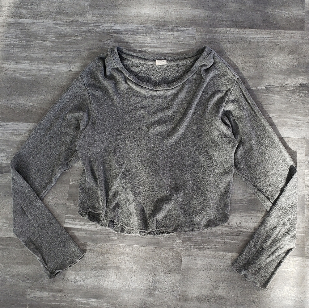 Grey Cropped Melville Thin Sweater Long Sleeve